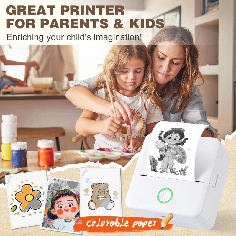 X6 Mini HD Portable Bluetooth Thermal Printer for Inkless Sticker Labels and Student Notes with Paper Included